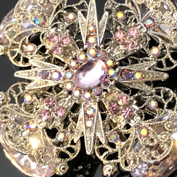 VTG Estate Silver Starburst Filigree Lavender/AB Stones Haute Couture Brooch - Picture 2 of 9